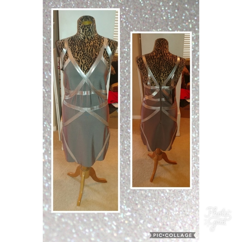 bebe Strappy Silver Dress